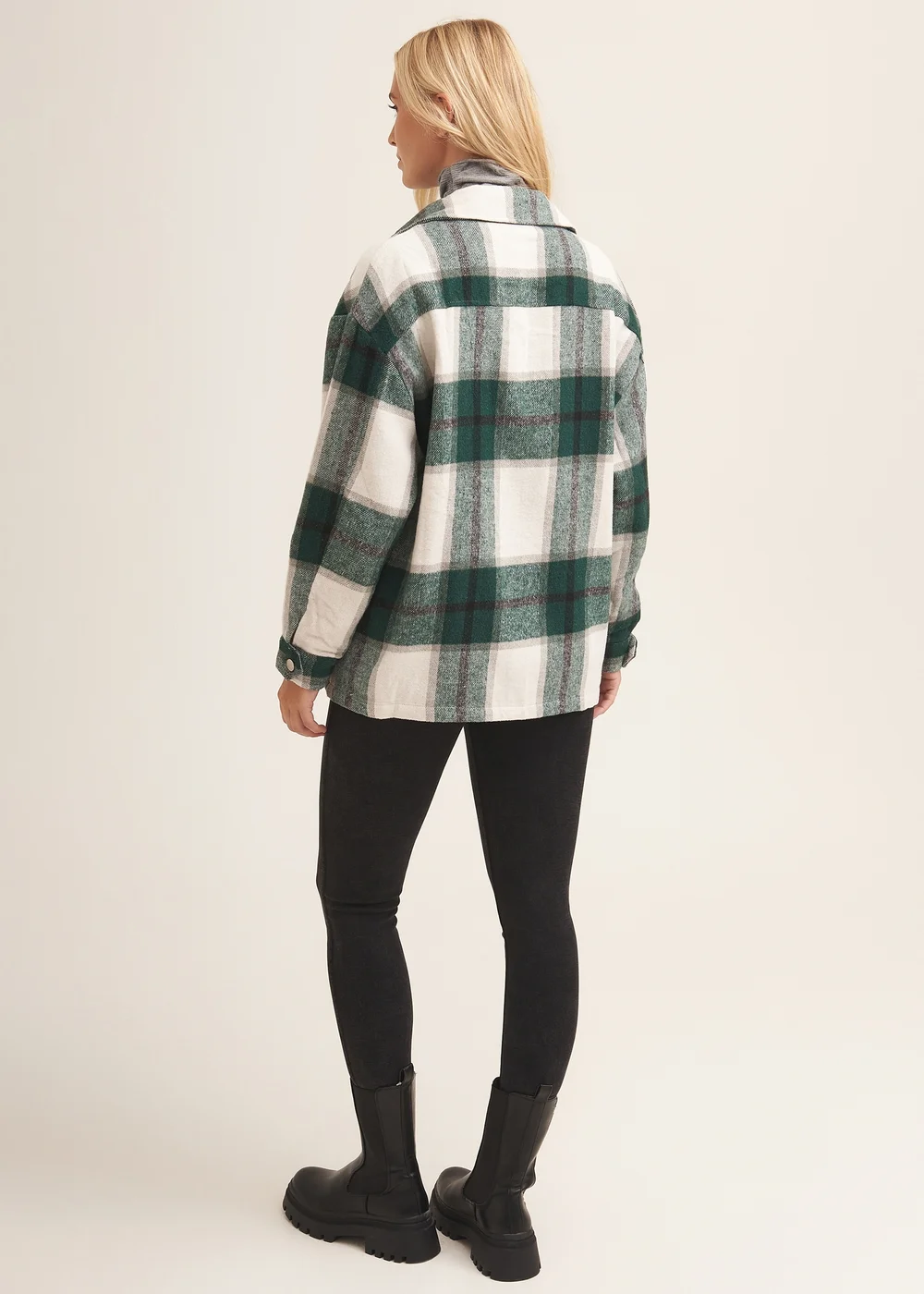 Gini London Green Check Oversized Pocket Detail Shacket - S/M Image 2