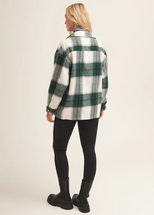 Gini London Green Check Oversized Pocket Detail Shacket - S/M Image 2