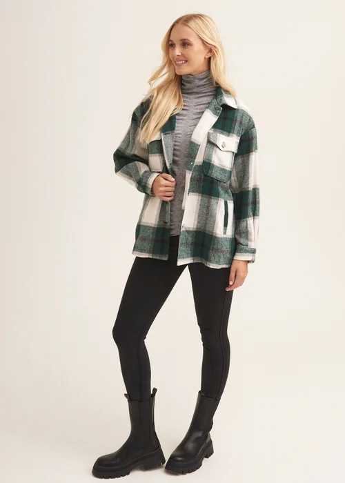 Gini London Green Check Oversized Pocket Detail Shacket - S/M Image 1