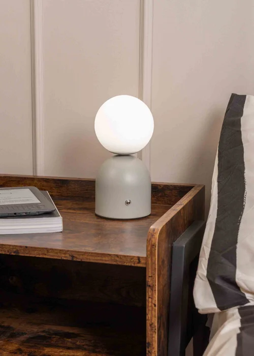 ValueLights Dimmable Cream Table Lamp with White Globe Shade Integrated LED - One Size Image 1