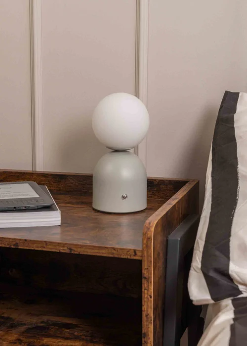 ValueLights Dimmable Cream Table Lamp with White Globe Shade Integrated LED - One Size Image 2