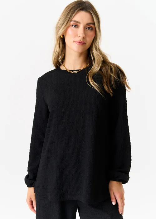 Gini London Black Textured Long Sleeves Oversized Top - S/M Image 4