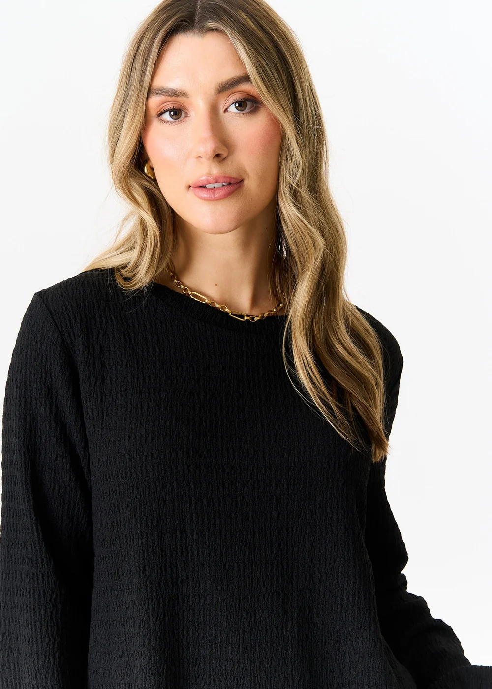Gini London Black Textured Long Sleeves Oversized Top - S/M Image 3
