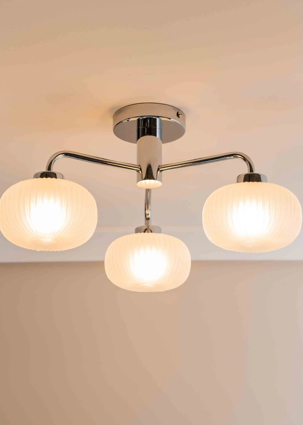 ValueLights Amaia Polished Silver Semi-Flush Light with Clear Globe Shade - One Size Image 1
