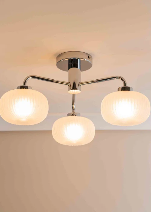ValueLights Amaia Polished Silver Semi-Flush Light with Clear Globe Shade - One Size Image 1