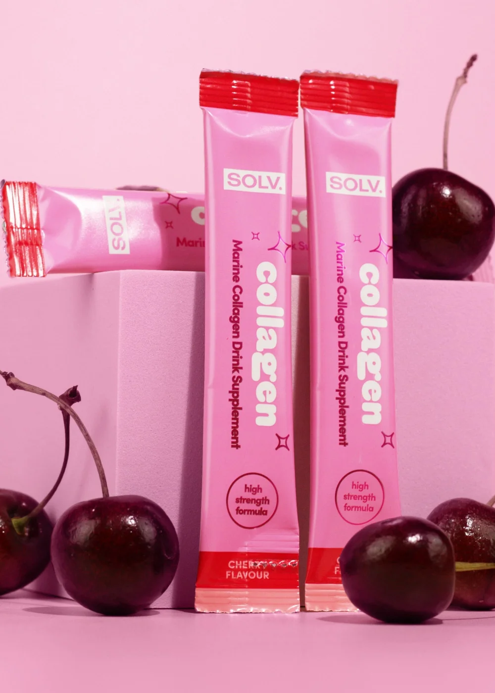 SOLV Cherry Liquid Collagen Sachet 16ml (14 Pack) - One Size Image 2