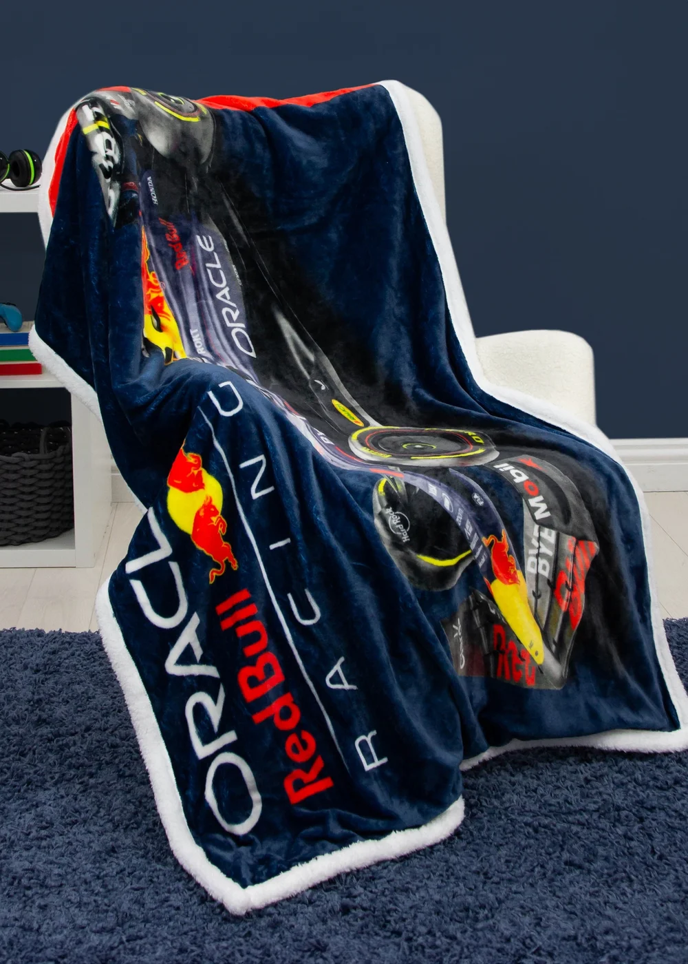 Redbull Black Formula 1 Digital Sherpa Fleece Throw - One Size Image 1