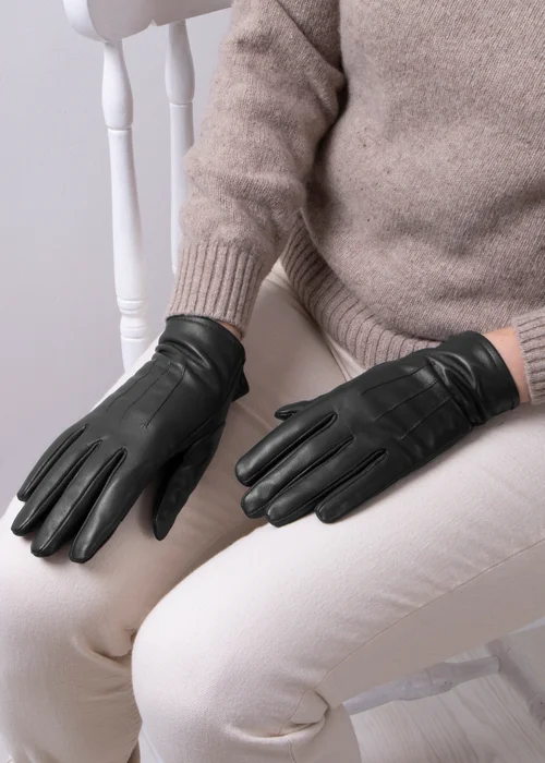 Totes Isotoner Black Three Point Leather Glove - L Image 2
