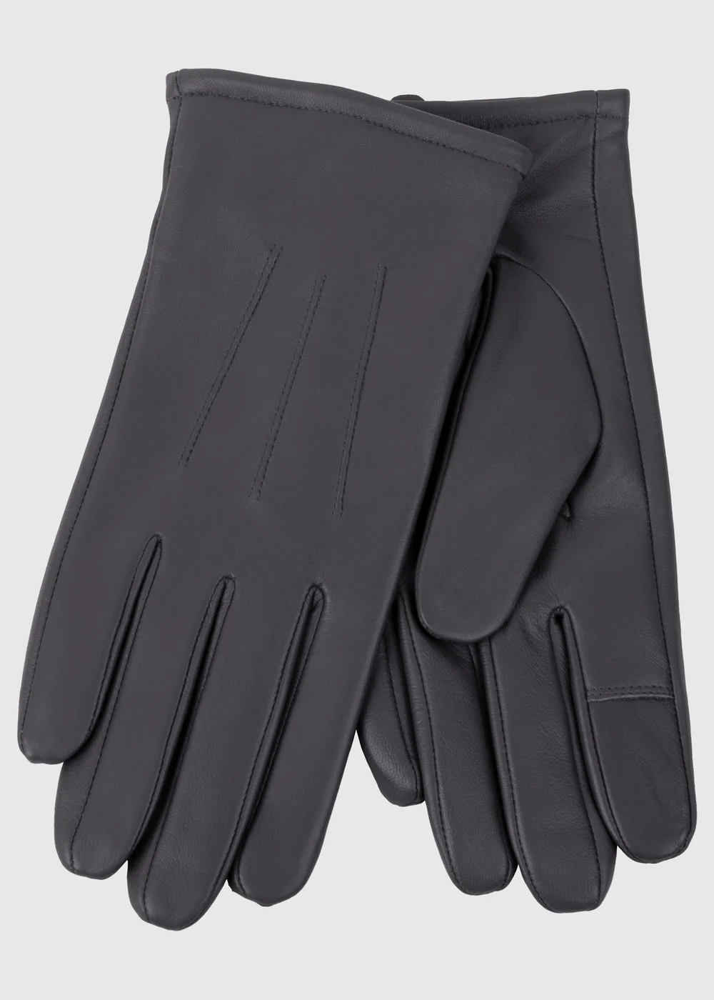Totes Isotoner Grey Three Point Leather Glove - S Image 1