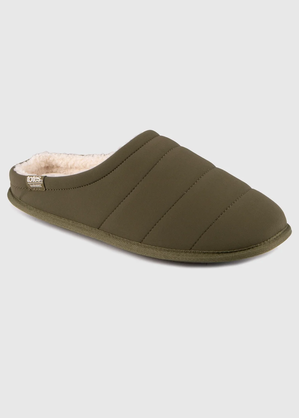 Totes Isotoner Khaki Sport Quilted Mule Slipper With Cosy Lining - 8 Image 3