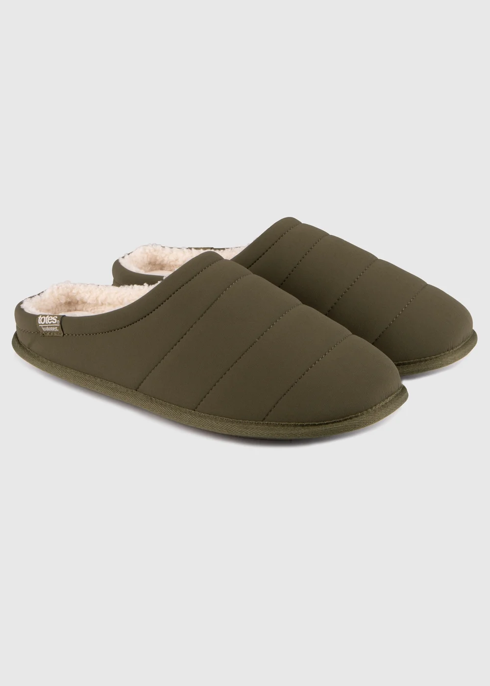 Totes Isotoner Khaki Sport Quilted Mule Slipper With Cosy Lining - 8 Image 1