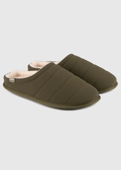 Totes Isotoner Khaki Sport Quilted Mule Slipper With Cosy Lining - 8 Image 1