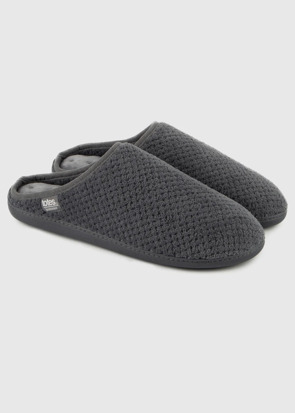 Totes Isotoner Grey Swept Back Popcorn Mule Slipper - 11 Image 1