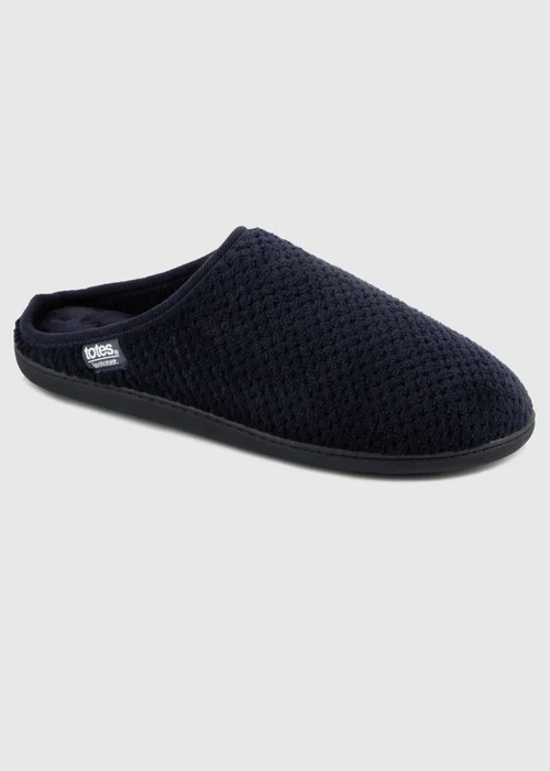 Totes Isotoner Navy Swept Back Popcorn Mule Slipper - 8 Image 3