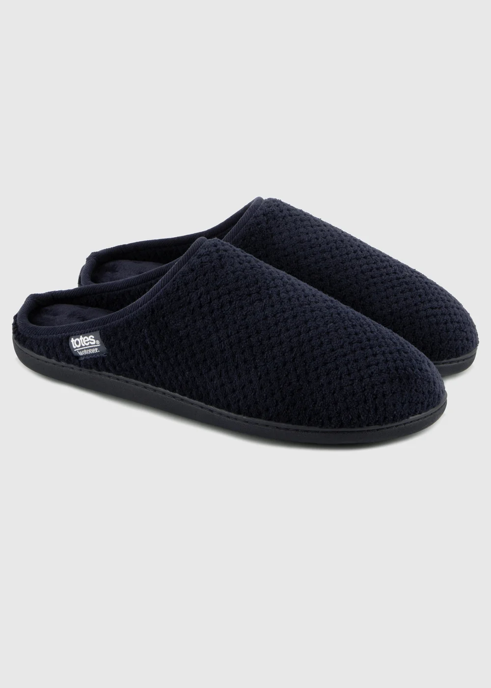 Totes Isotoner Navy Swept Back Popcorn Mule Slipper - 8 Image 1