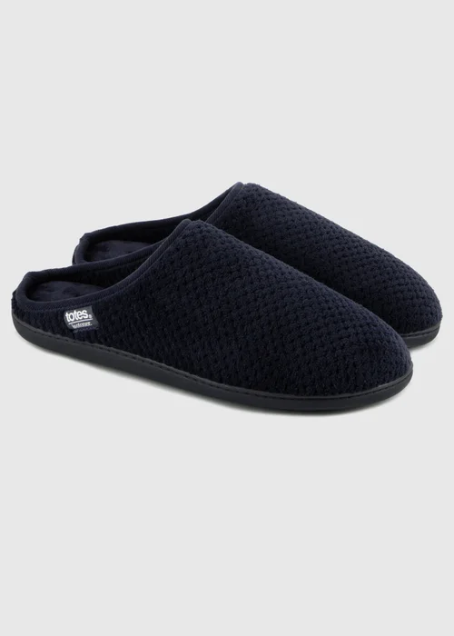 Totes Isotoner Navy Swept Back Popcorn Mule Slipper - 8 Image 1