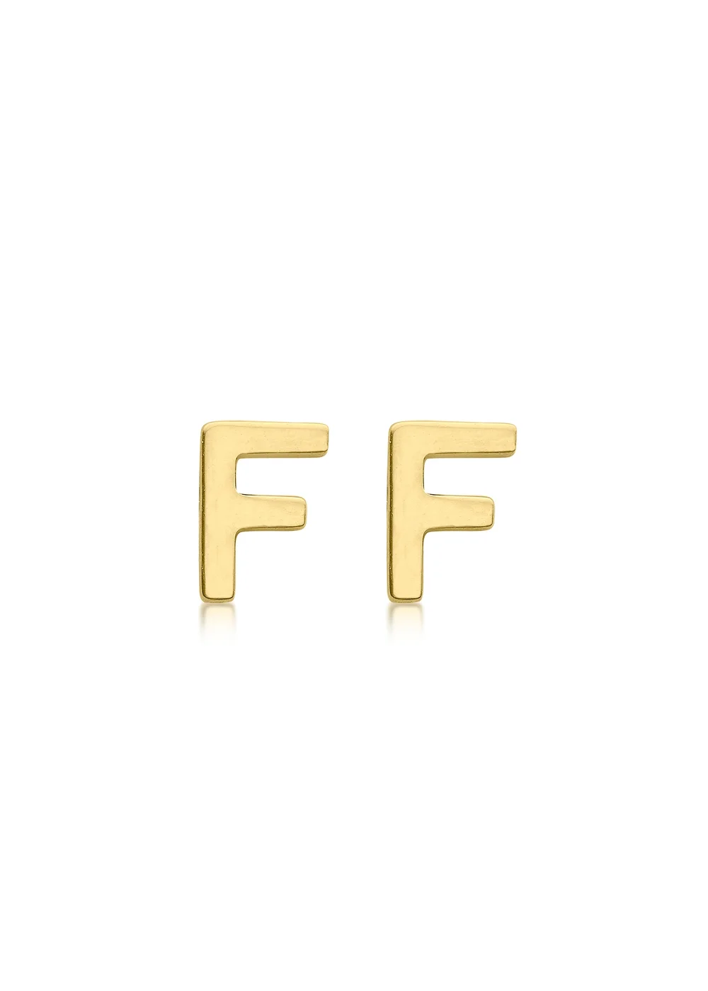 Golden Moments 9ct Yellow Gold 'F' Initial Stud Earrings - V Image 1