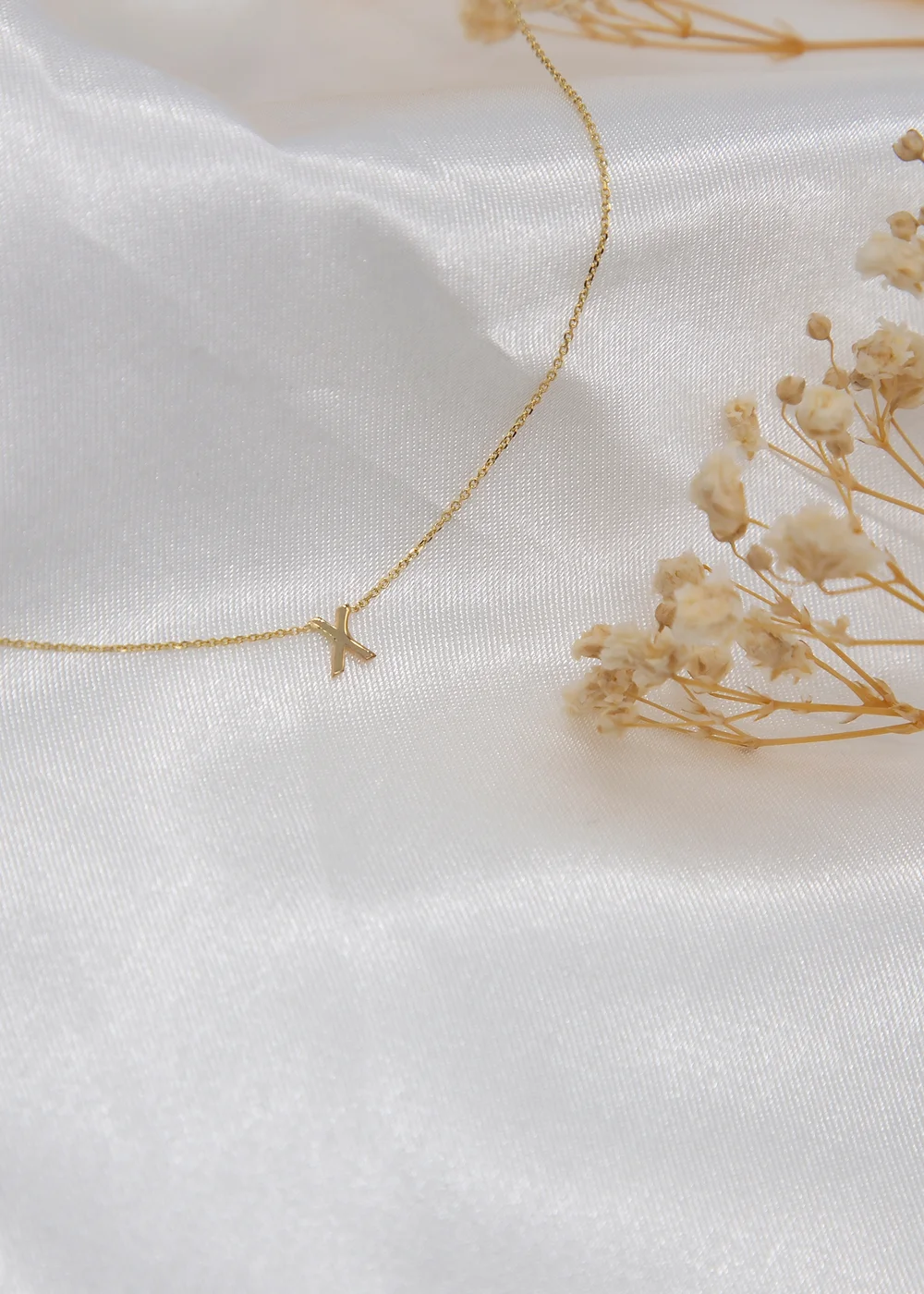 Golden Moments 9ct Yellow Gold Mini 'X' Initial Necklace - S Image 2