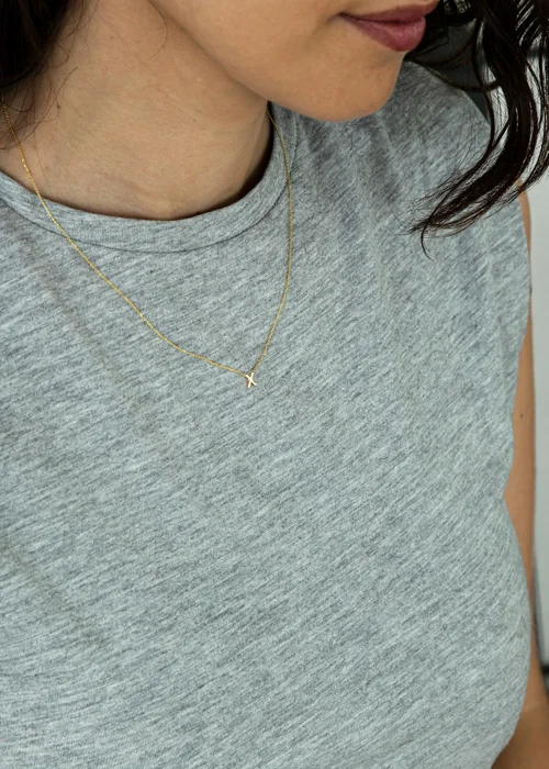 Golden Moments 9ct Yellow Gold Mini 'X' Initial Necklace - S Image 3