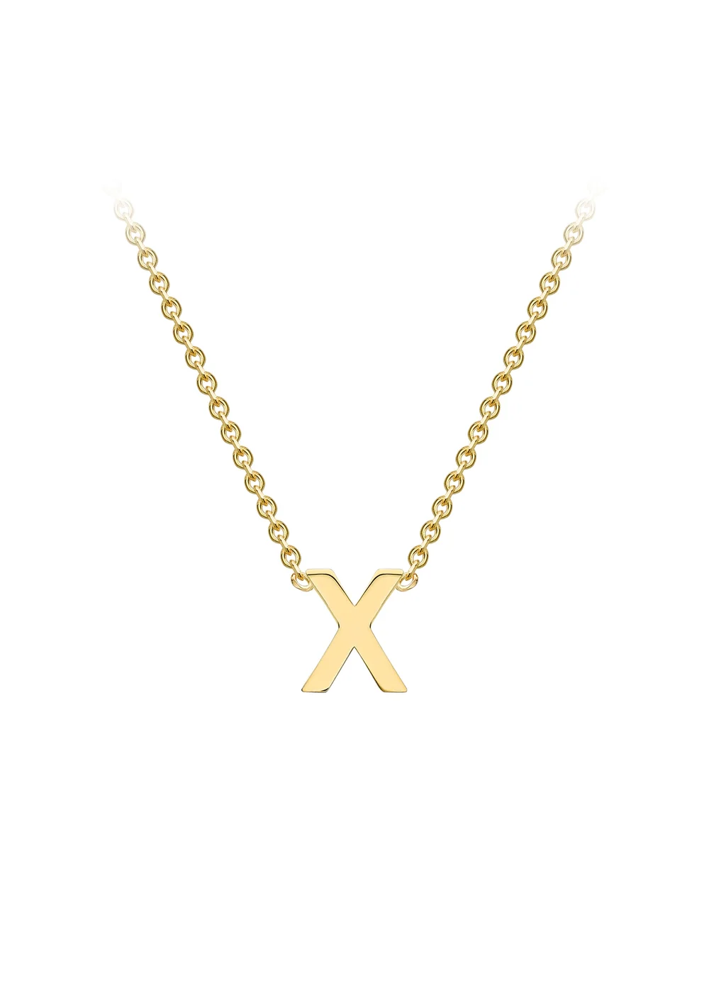 Golden Moments 9ct Yellow Gold Mini 'X' Initial Necklace - S Image 1
