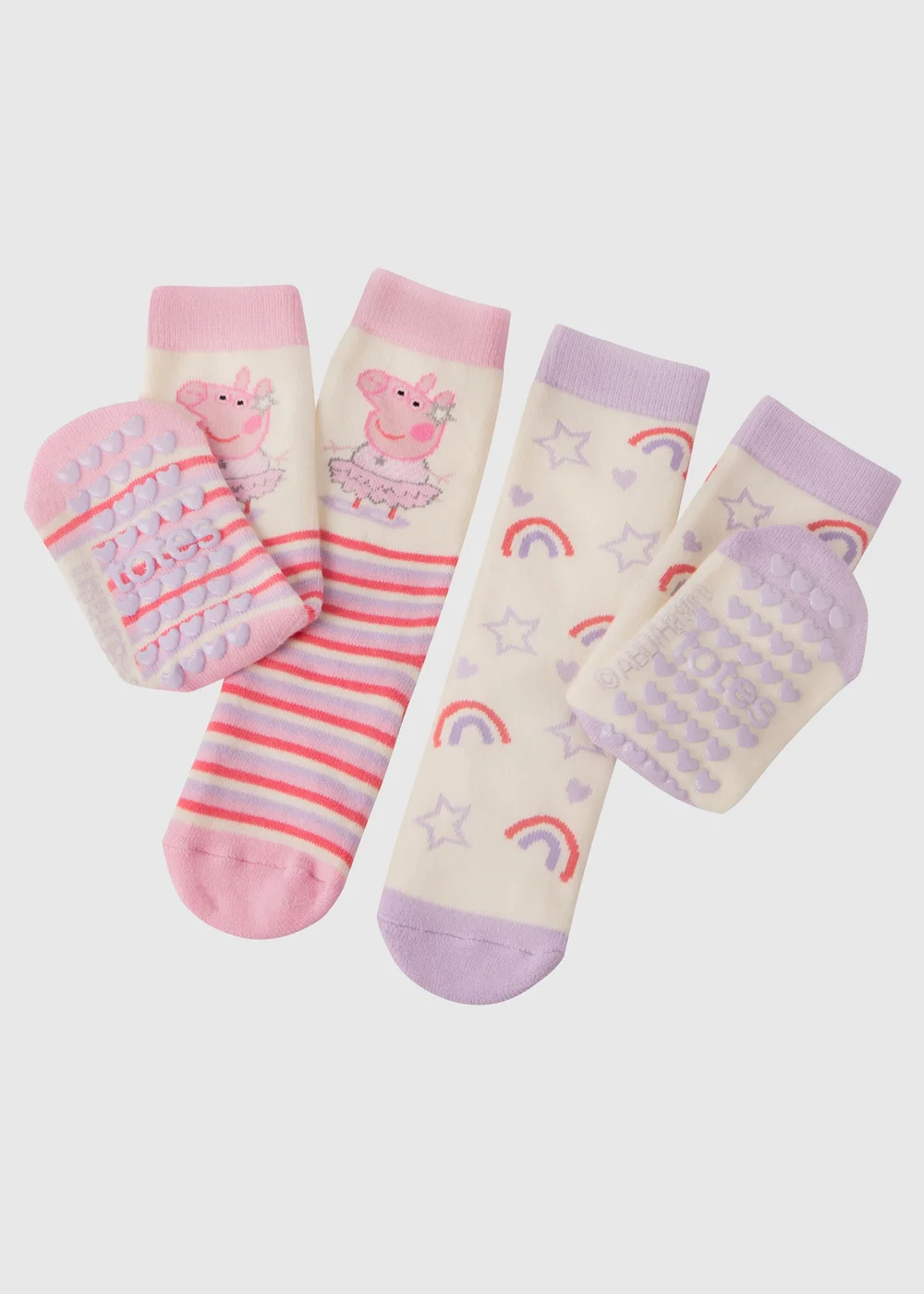 Totes Peppa Pig Childrens Novelty Original Slipper Sock (Twin Pack) - 2-3 Yrs Image 1