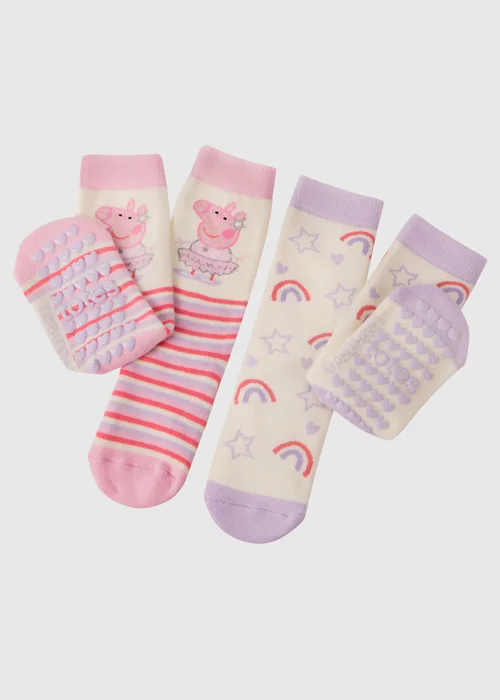 Totes Peppa Pig Childrens Novelty Original Slipper Sock (Twin Pack) - 2-3 Yrs Image 1