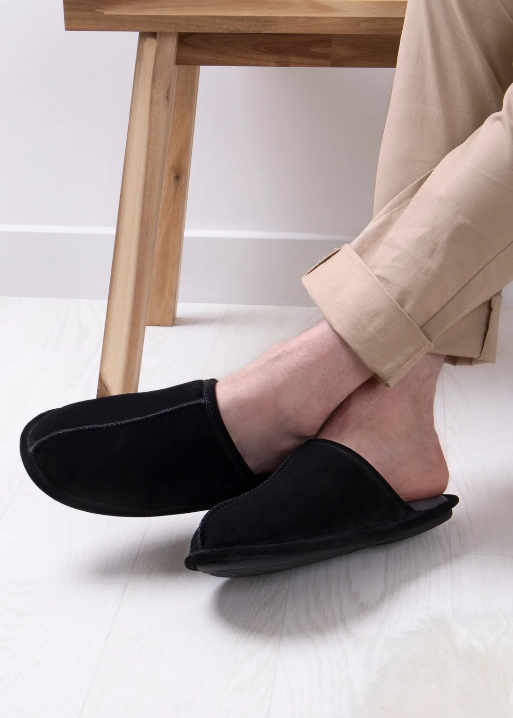Totes Isotoner Black Real Suede Mule Slipper - 8 Image 2