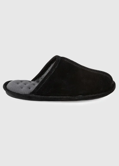 Totes Isotoner Black Real Suede Mule Slipper - 8 Image 4