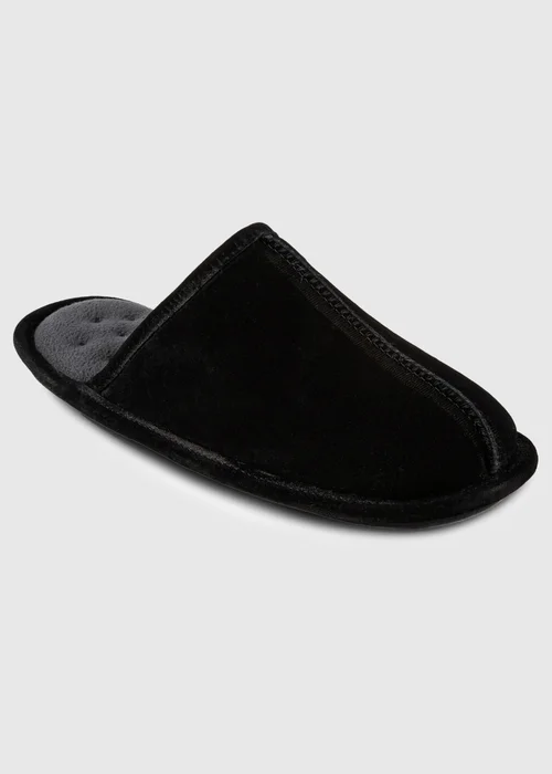 Totes Isotoner Black Real Suede Mule Slipper - 8 Image 3