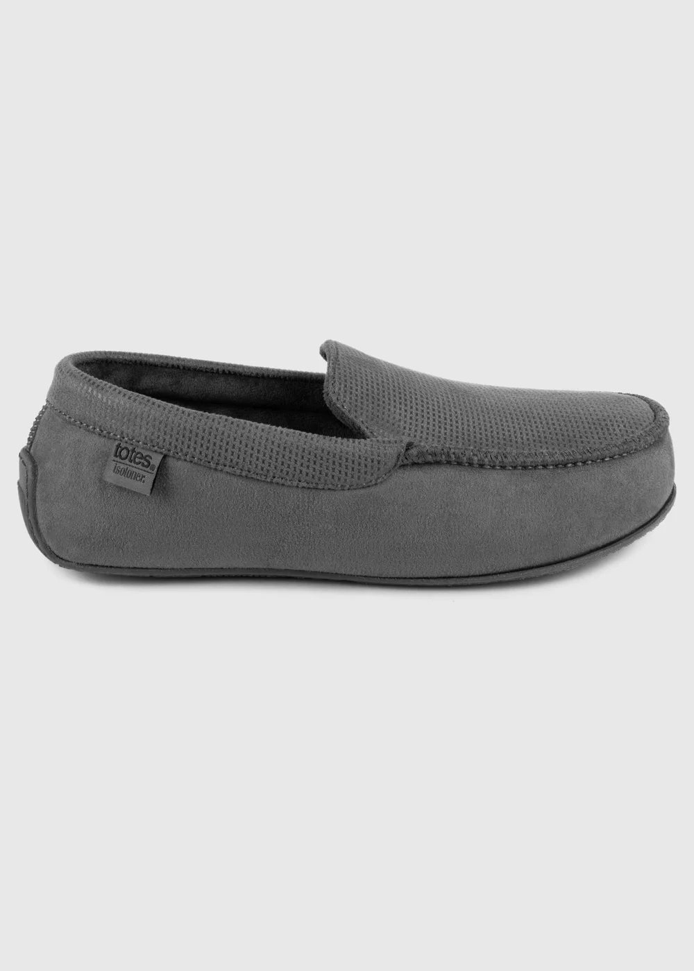 Totes Isotoner Grey Square Patterned Smart Moccasin Slipper - 8 Image 4