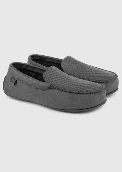Totes Isotoner Grey Square Patterned Smart Moccasin Slipper - 8 Image 1