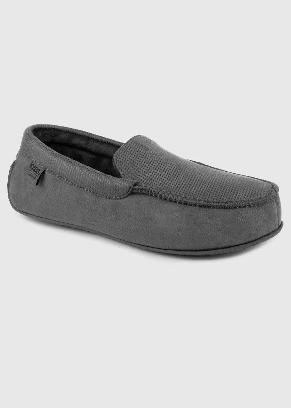 Totes Isotoner Grey Square Patterned Smart Moccasin Slipper - 8 Image 3
