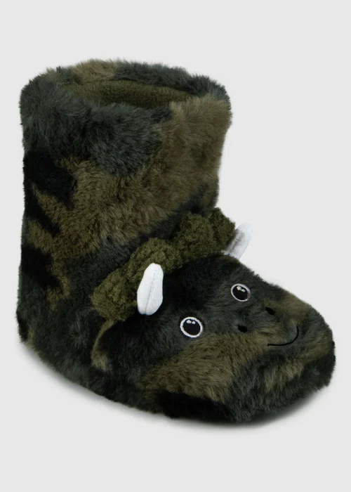 Totes Toasties Green Kids Dino Boot Slippers - 13-1 Older Image 3