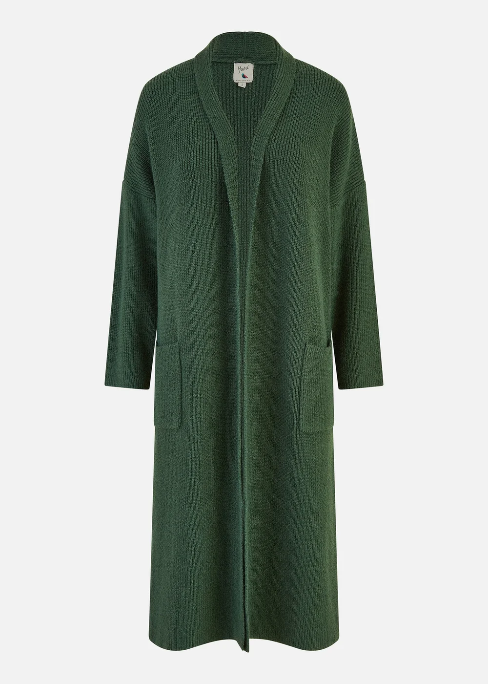 Yumi Green Knitted Maxi Cardigan With Pockets - S Image 3