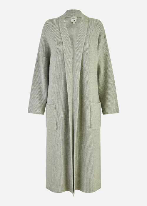 Yumi Grey Knitted Maxi Cardigan With Pockets - S Image 3