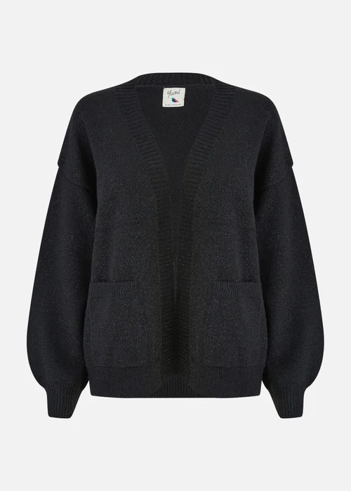 Yumi Black Metallic Relaxed Slouchy Cardigan With Pockets - S/M Image 3