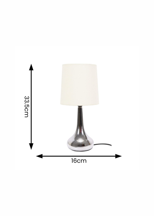 ValueLights Pair of Dimmable Brushed Silver Table Lamp with Cream Drum Shade - One Size Image 5