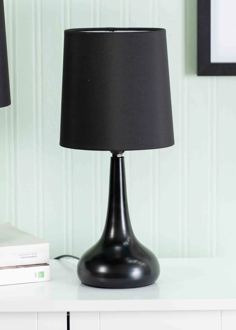 ValueLights Pair of Dimmable Matte Black Table Lamp with Black Drum Shade - One Size Image 3