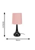 ValueLights Pair of Dimmable Matte Black Table Lamp with Pink Drum Shade - One Size Image 5