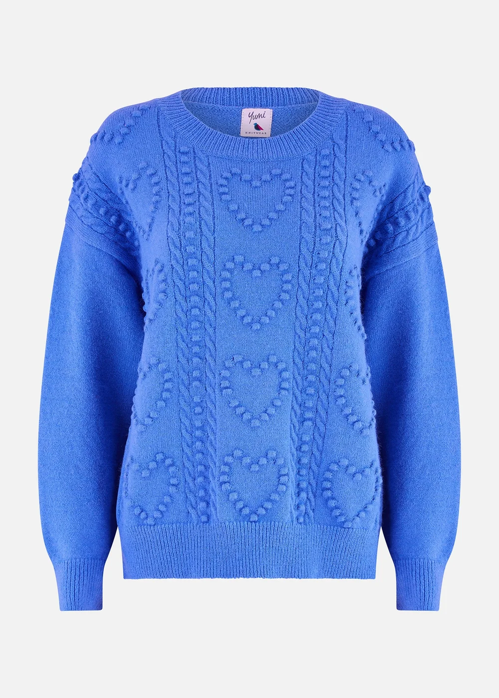 Yumi Blue Heart Knit Relaxed Jumper - S/M Image 3