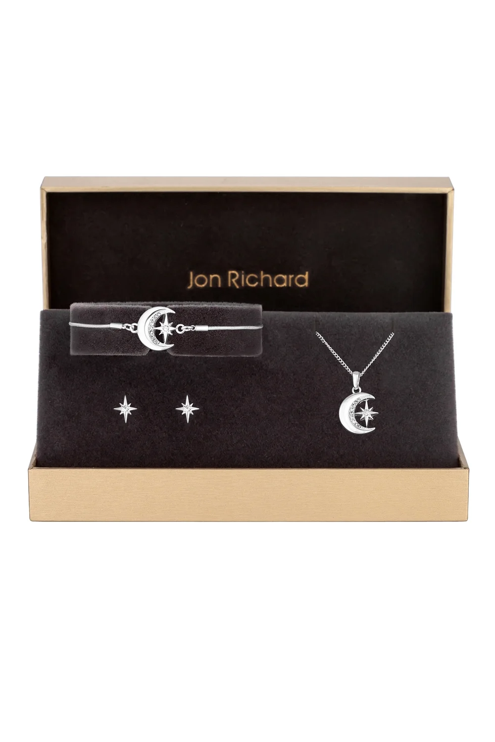 Jon Richard Silver Plated Moon And Crystal Trio Set - Gift Boxed - One Size Image 1