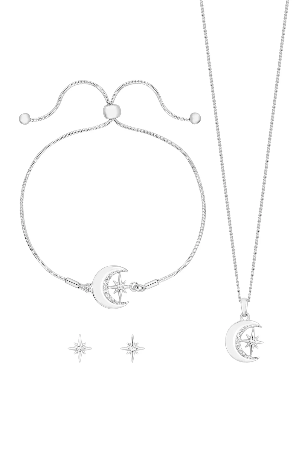 Jon Richard Silver Plated Moon And Crystal Trio Set - Gift Boxed - One Size Image 2