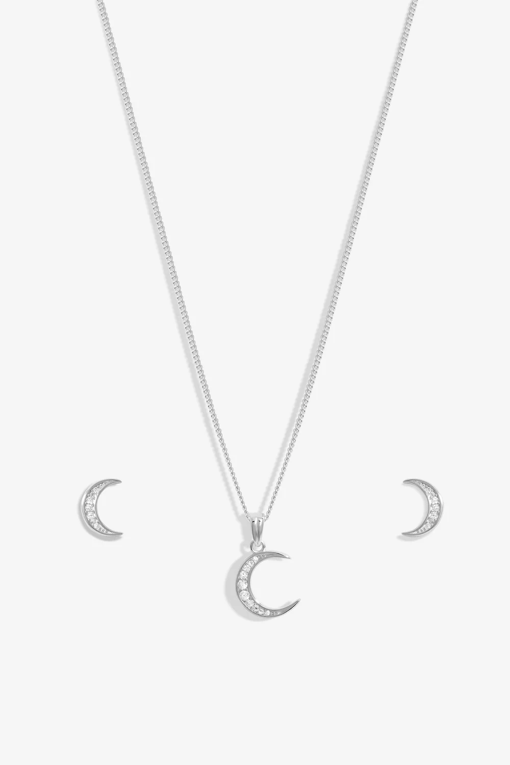 Simply Silver Sterling Silver 925 Cubic Zirconia Crescent Set - Gift Boxed - One Size Image 2