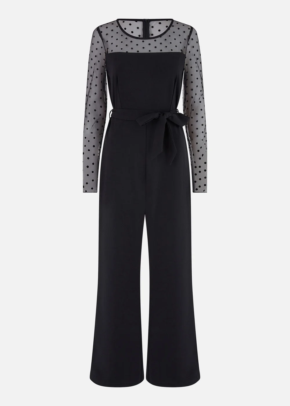 Yumi Black Spot Mesh Stretch Jumpsuit - Size 12 Image 3