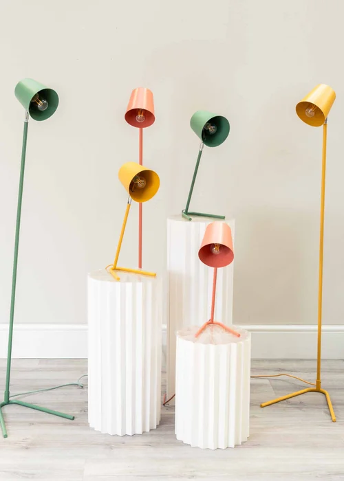 ValueLights Lark Yellow Floor Lamp with Medium Yellow Tapered Shade - One Size Image 4