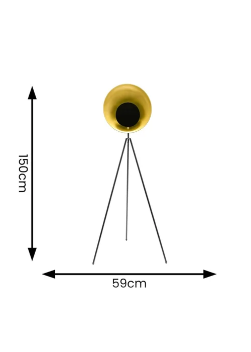 ValueLights Saffy Matte Black Floor Lamp with Gold Shade (150cm x 59cm x 59cm) - One Size Image 5