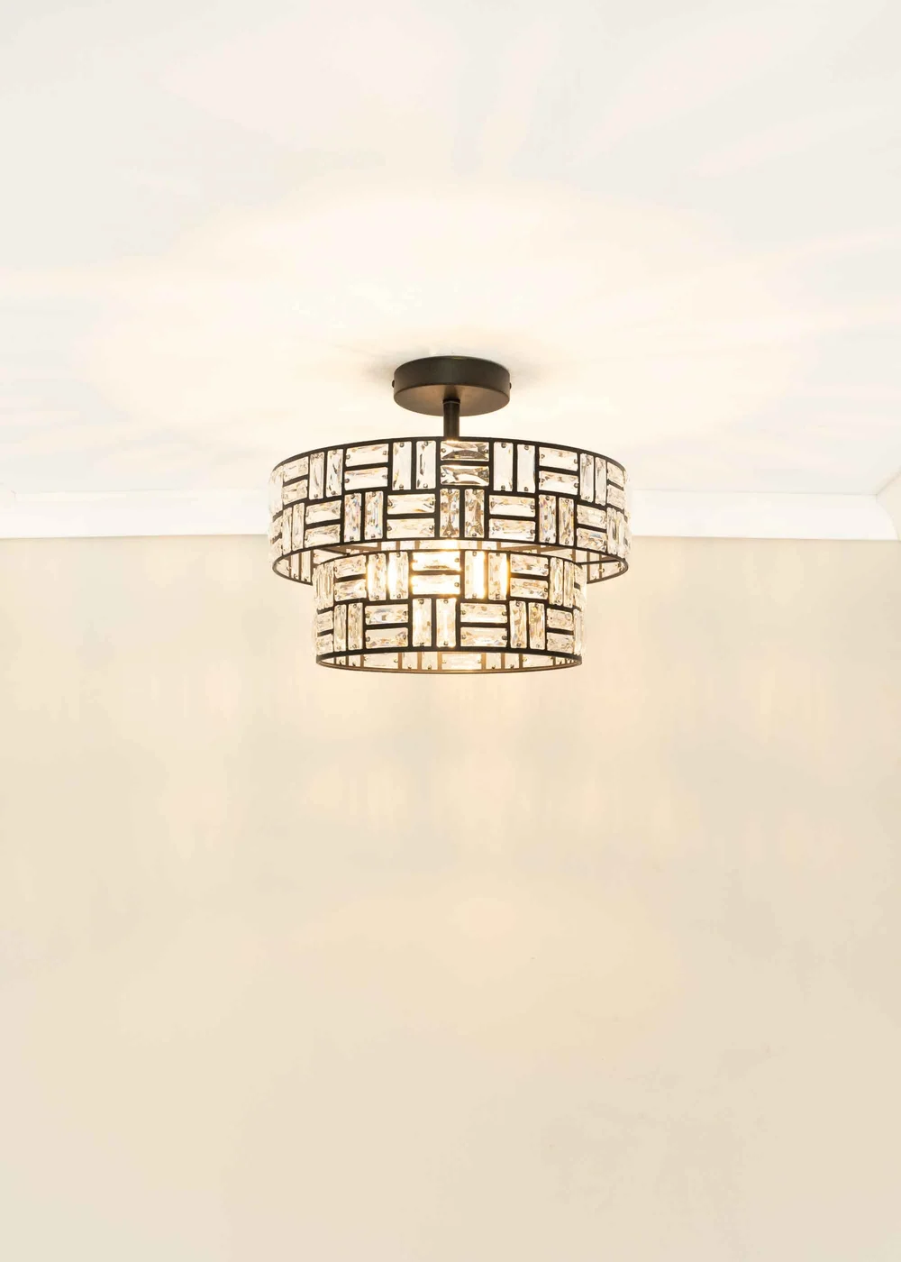 ValueLights Elise Matte Black Pendant Light with Black Tiered Shade - One Size Image 1