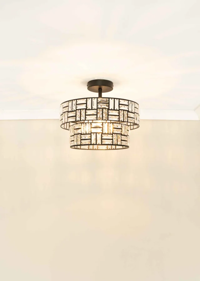 ValueLights Elise Matte Black Pendant Light with Black Tiered Shade
