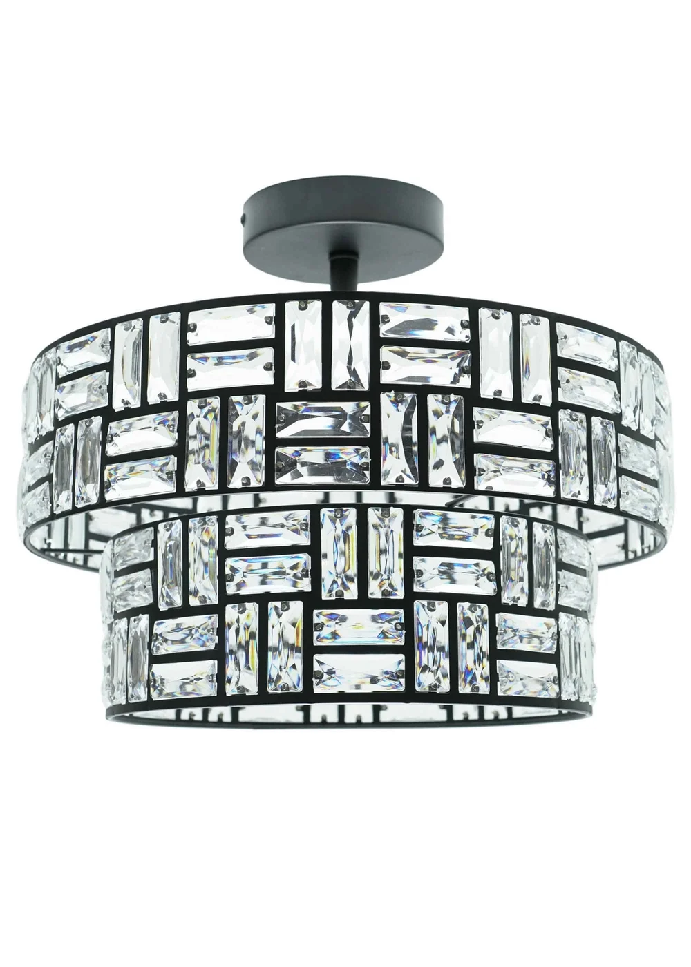ValueLights Elise Matte Black Pendant Light with Black Tiered Shade - One Size Image 4