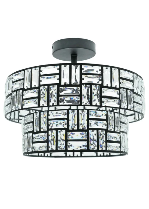 ValueLights Elise Matte Black Pendant Light with Black Tiered Shade - One Size Image 4